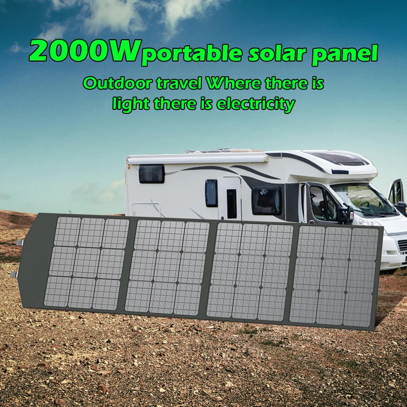 2000W 18V Foldable Solar Panel Kits Complete Camping Solar Power Station Portable Generator Charger for Car Boat Caravan Camp