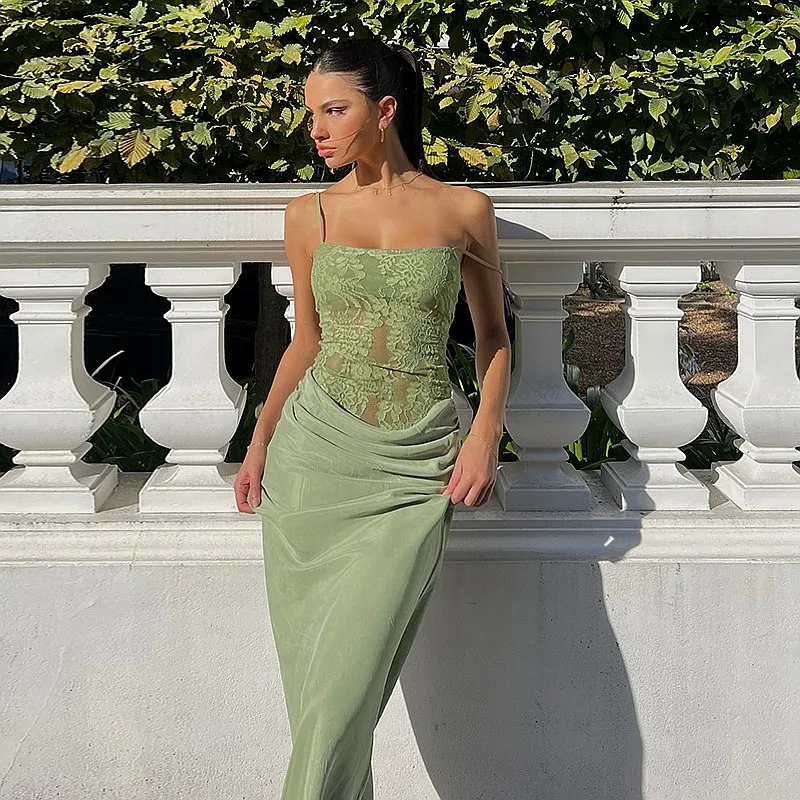 Lace Bodycon Dress Sling Dress Slim Fit Suspender Dresses Summer Spring Evening Dress