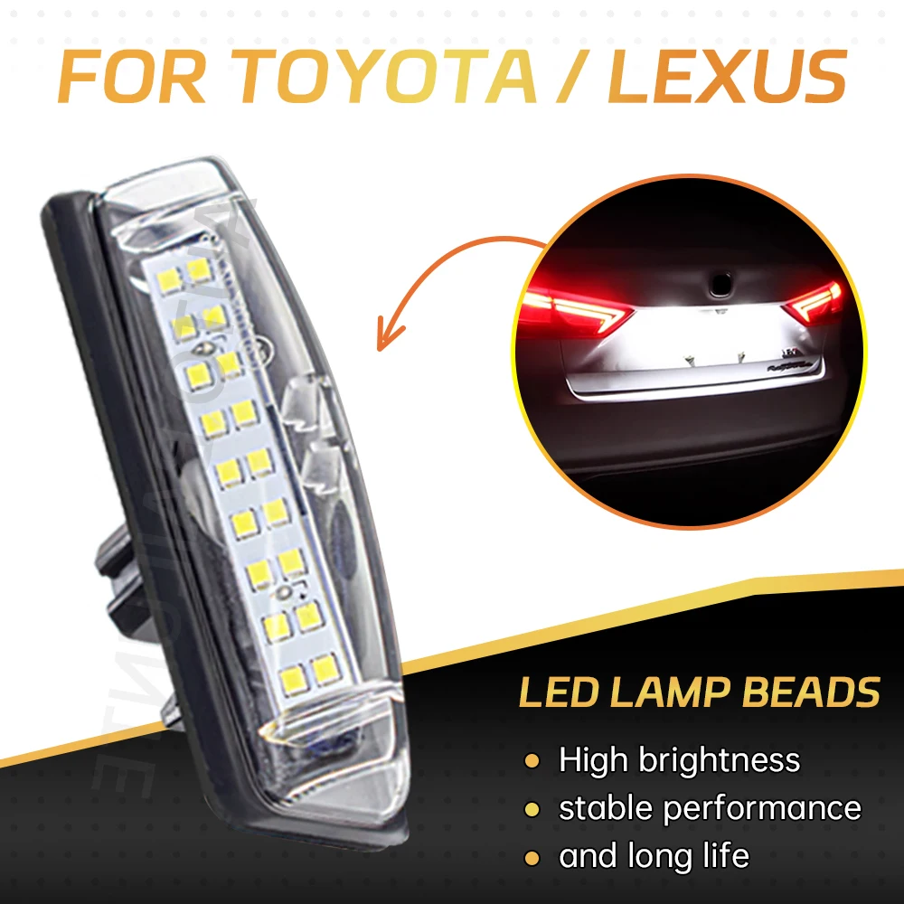 2PCS LED Number License Plate Light Lamp For Toyota Camry Aurion ACV40 Avensis Verso ACM20 CLM20 Echo NCP10 Prius NHW11