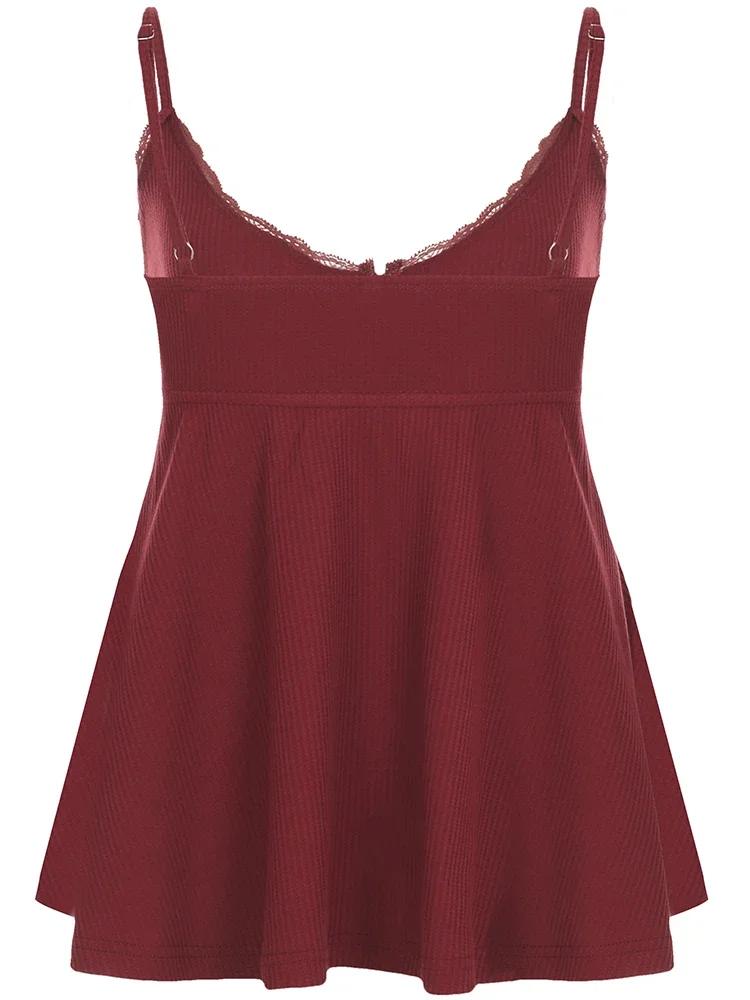 2025 Sweet Bow Lace Camisoles Vintage Harajuku Chic Backless Red Tops Y2K Aesthetic Sleeveless Buttons Women's Outfits
