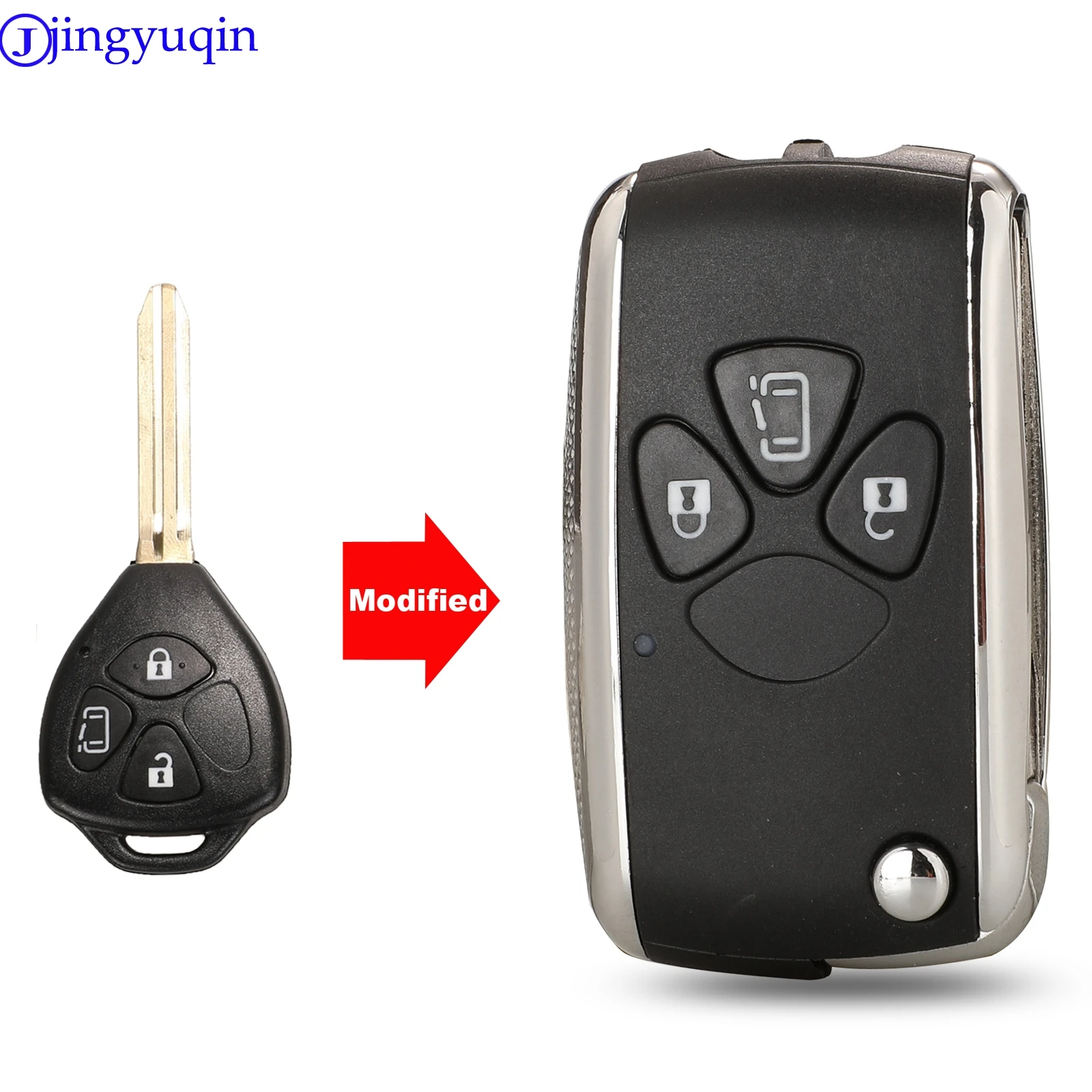 jingyuqin 3B Toy47 Blade Modified Flip Remote Car Key Shell Fob Case For Toyota Corolla RAV4 Camry Avlon