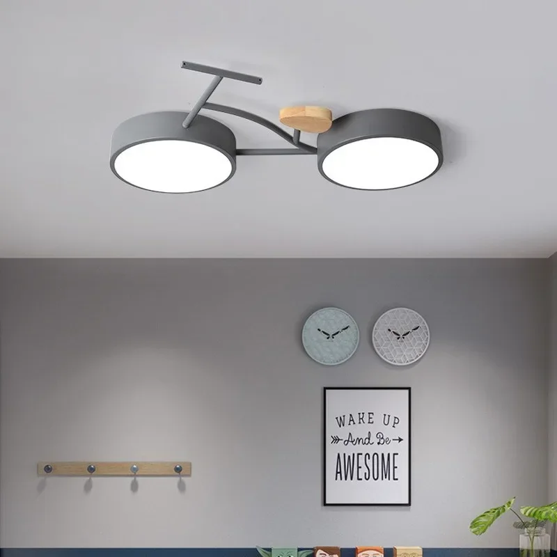 nordic led criancas quarto lampada do teto temperatura de cor bicicleta montagem no teto lampada para criancas quarto do bebe verde branco cinza zm1019 01