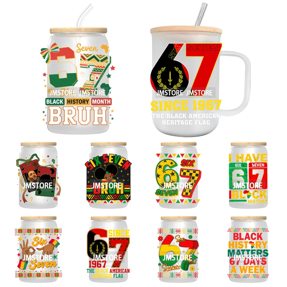 

Наклейки Six Seven Juneteenth Afro Culture Decals UV DTF, готовые к применению, водонепроницаемые, для стаканов Libbey объемом 16 унций.
