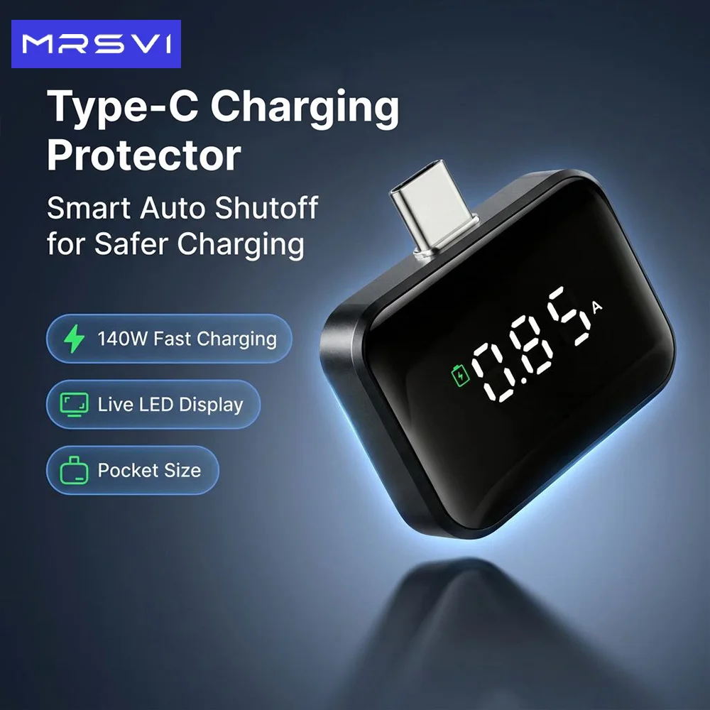MRSVI 140W USB C Power Meter Adapter, Smart Auto Power Off LED Display, Fast Charging Tester for iPhone 16 Android Laptop Tablet