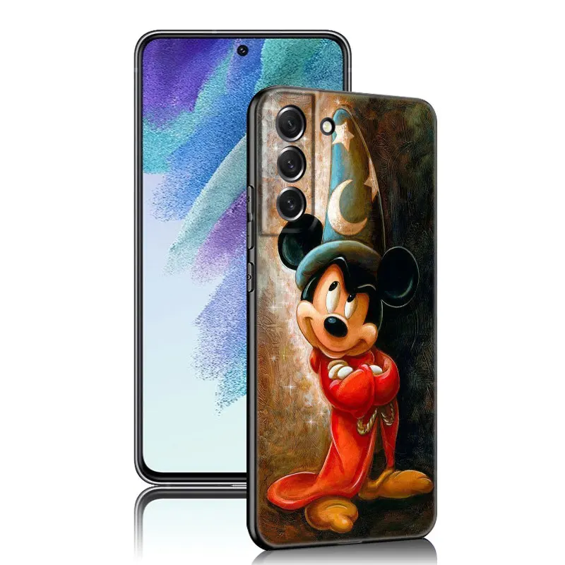 Fantasia Mickey Mouse Phone Case For Samsung Galaxy S23 S21 S20 FE S24 S22 Ultra S10E S10 S9 S8 Plus Black Silicone Cover