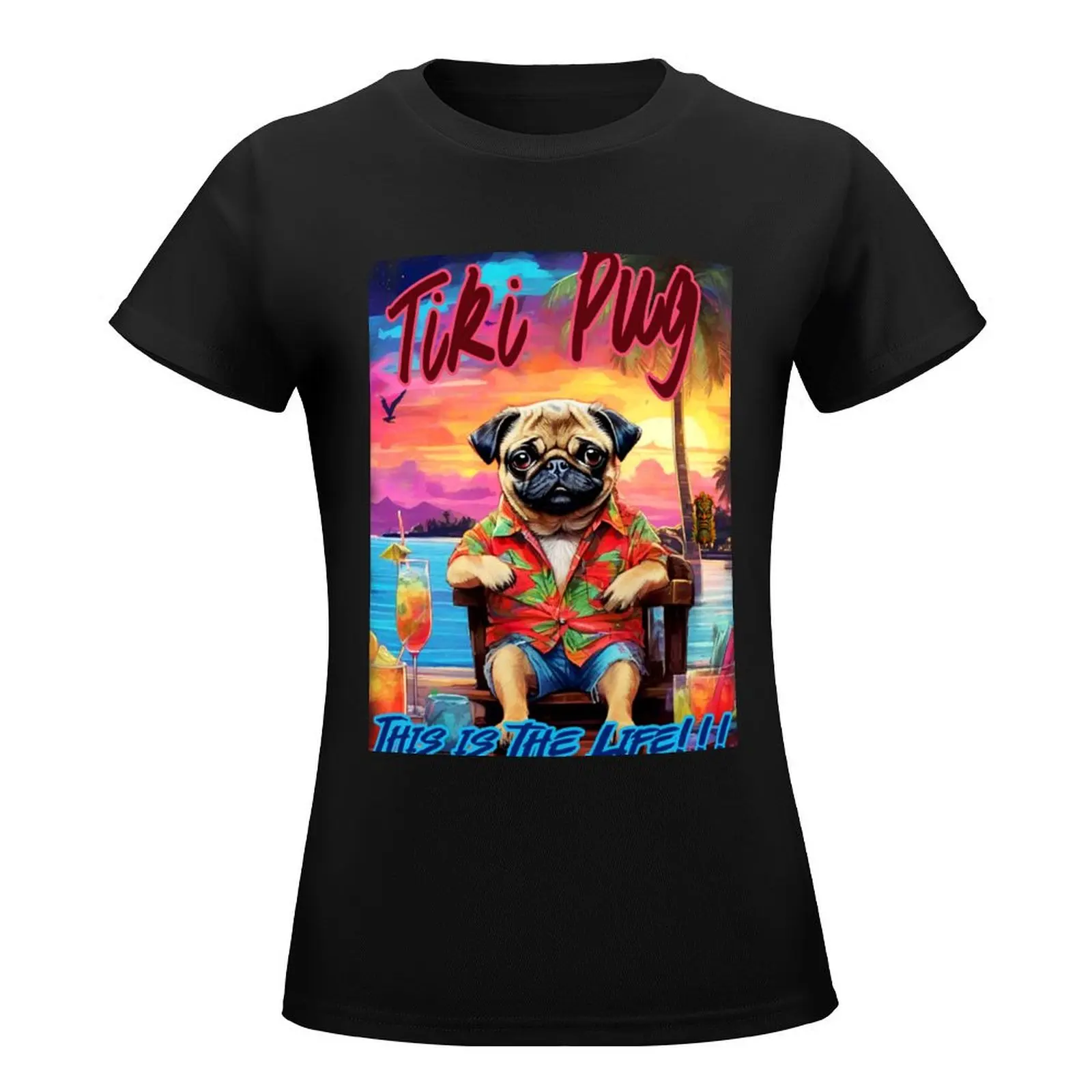 TIKI PUG T-Shirt sublime graphics womans clothing