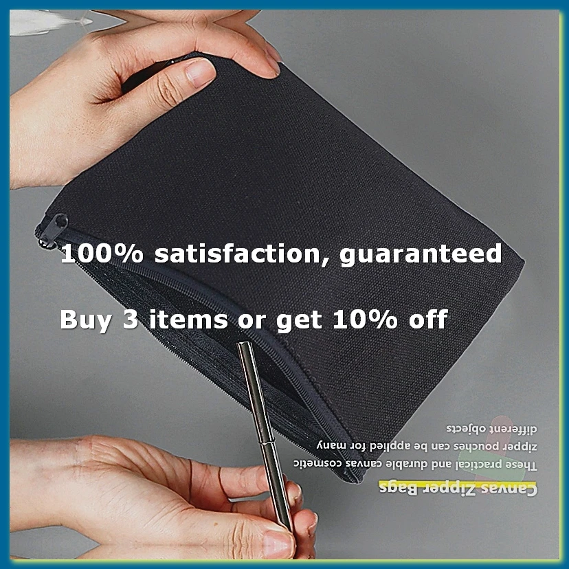 40 Pcs Canvas Zipper Pouch Bags Canvas Makeup Bags Pencil Case Blank DIY Craft Bags for Travel DIY Craft School Black