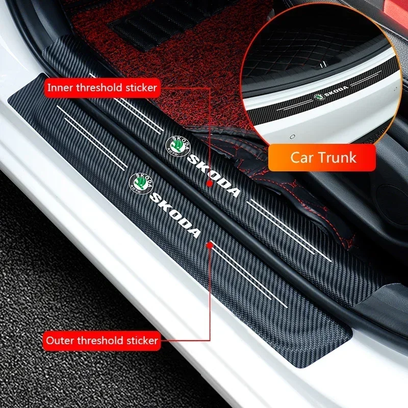 

for Skoda Car Rear Trunk Protector Doorsill Anti Scratch Stickers Yeti Kodiaq Karop Kamiq Rapid Fabia Octavia A7 Scala Superb