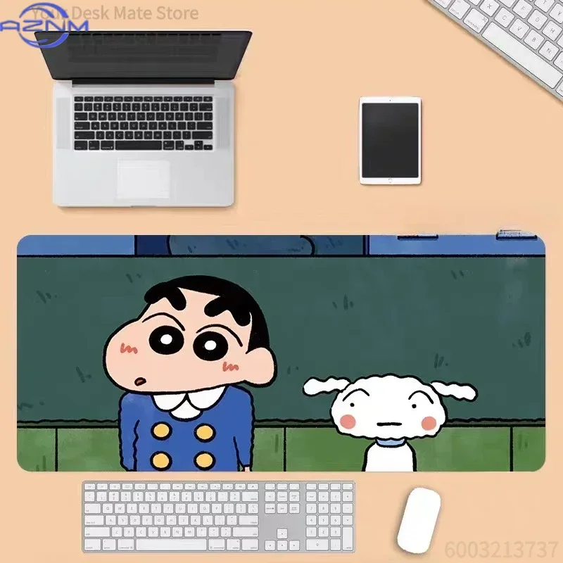 Crayon Shin‑chan With Shiro School Uniform Anime Mousepad, Rubber Non‑Slip Large Desk Mat, Cute Cartoon Gaming Mouse Pad for Key