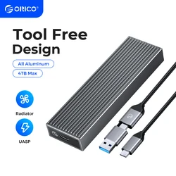 ORICO Tool Free M2 NVMe SSD чехол из алюминия 10 Гбит/с USB3.1 GEN2 Тип C M.2 SSD корпус M ключ твердотельный накопитель Чехол Поддержка UASP