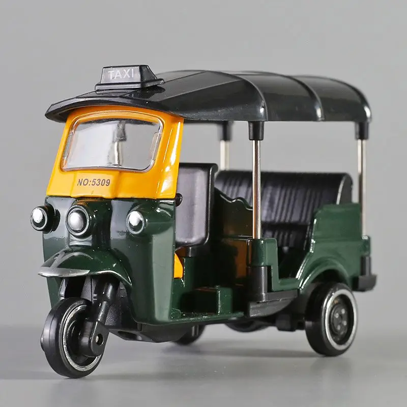 Alloy Thai Tricycle Model, Taxi Model, Simulated Motorcycle, Tabletop Decoration, Collection Display, Boy, Adult Gift