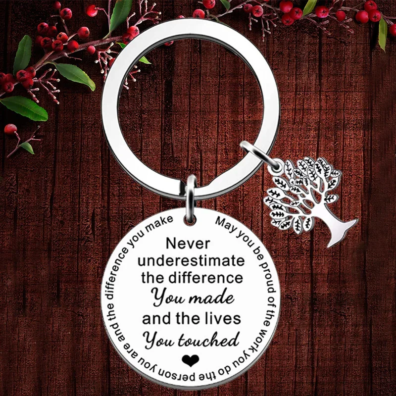 Charm Coworker Leaving Appreciation Gift Keychain Colleague Retirement Key chain Keyring Never Underestimate The Difference