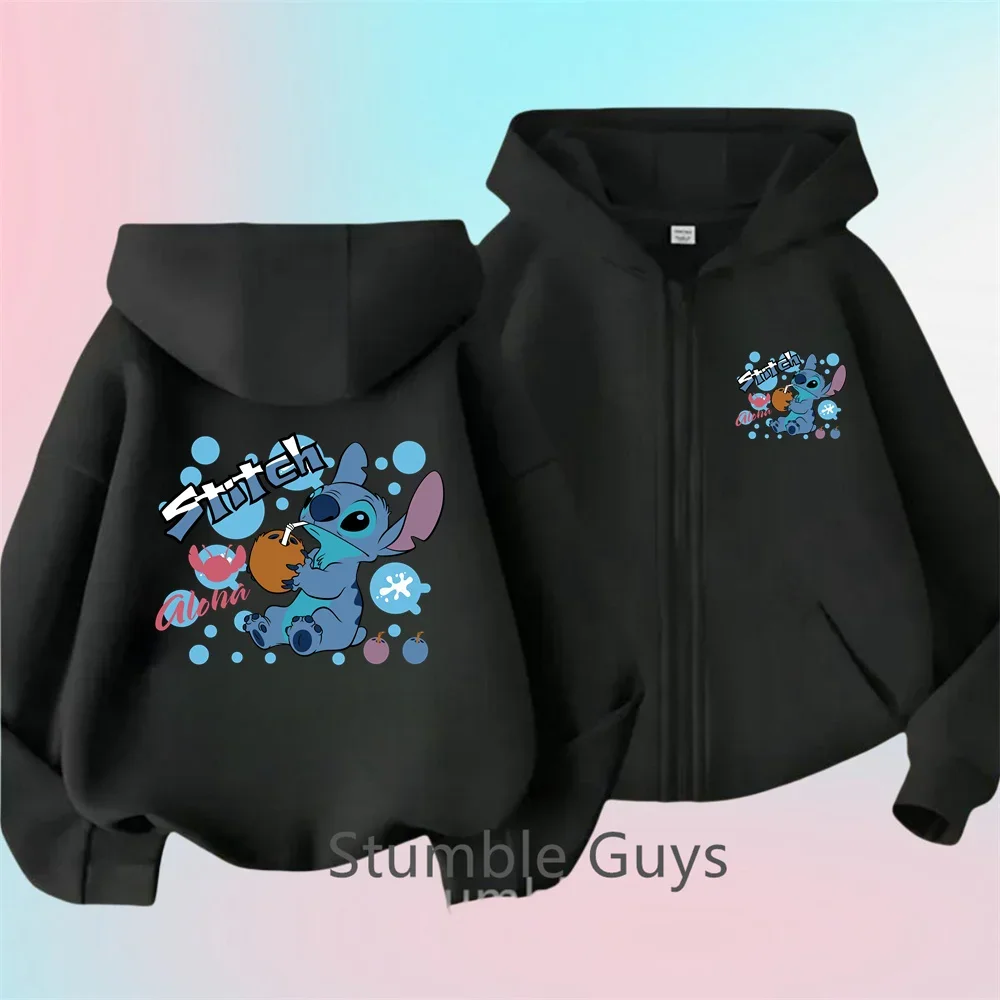 

Disney Cute Stitch Fall Zipper Hoodie for Kids Clothing for Girls Clothing for Babies for Boys Casual Hoodie Stitch