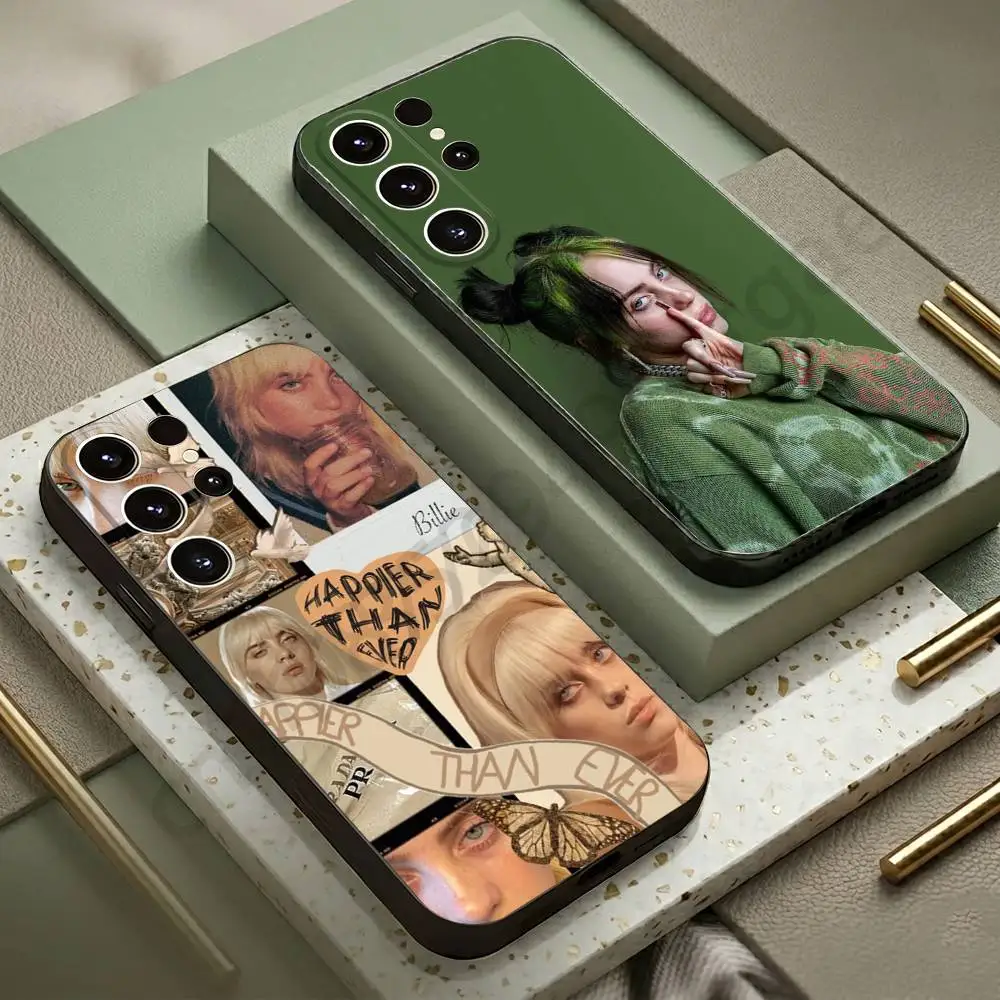 SINGER B-BILLIES EILISH Phone Case For Samsung S20,21,22,23,24,25,26 Ultra,Plus,Black Soft Cover