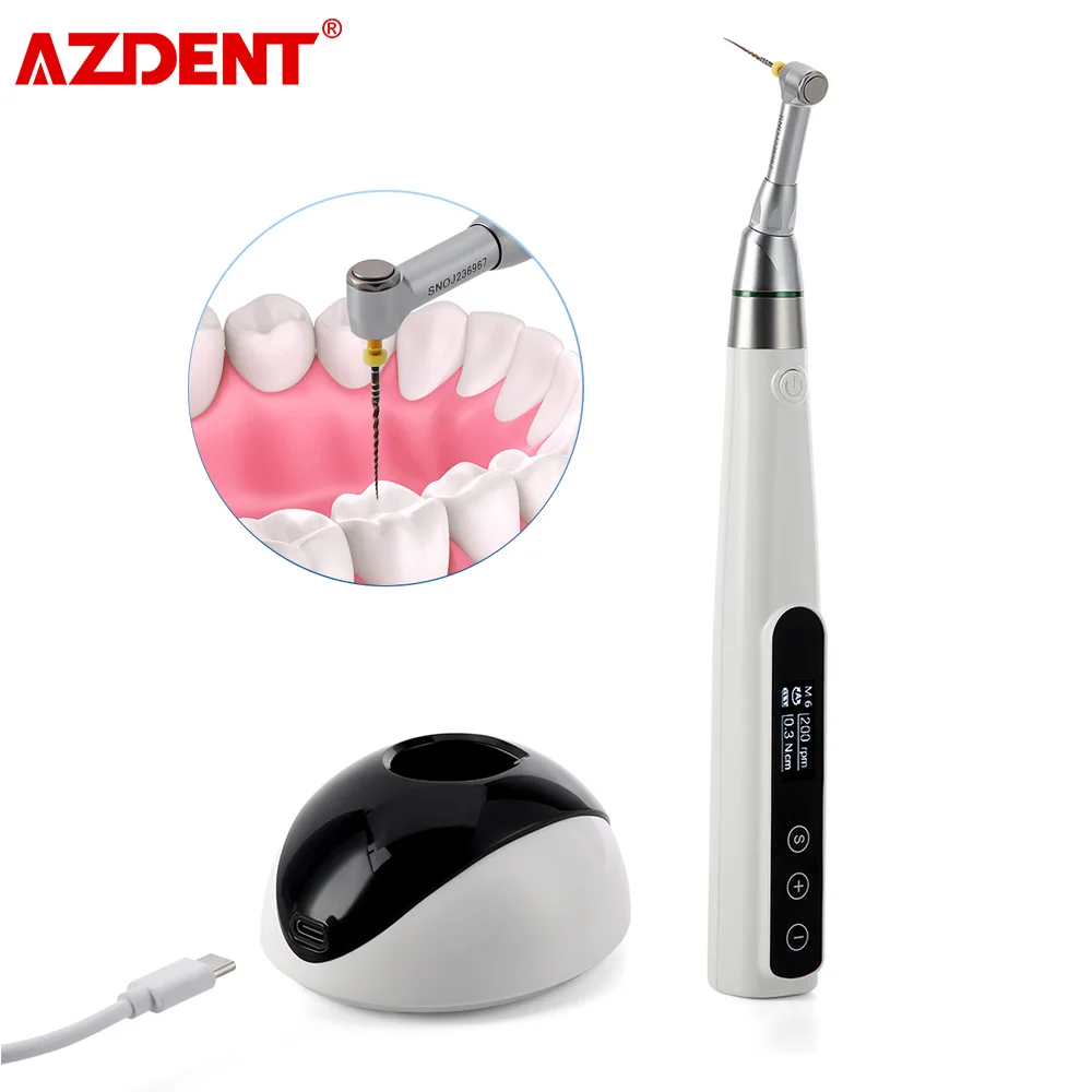 Dental Endo Motor AZDENT Cordless LED 16:1 Contra Angle Root Canal Preparing Therapy Machine Auto-reverse 9 Programs