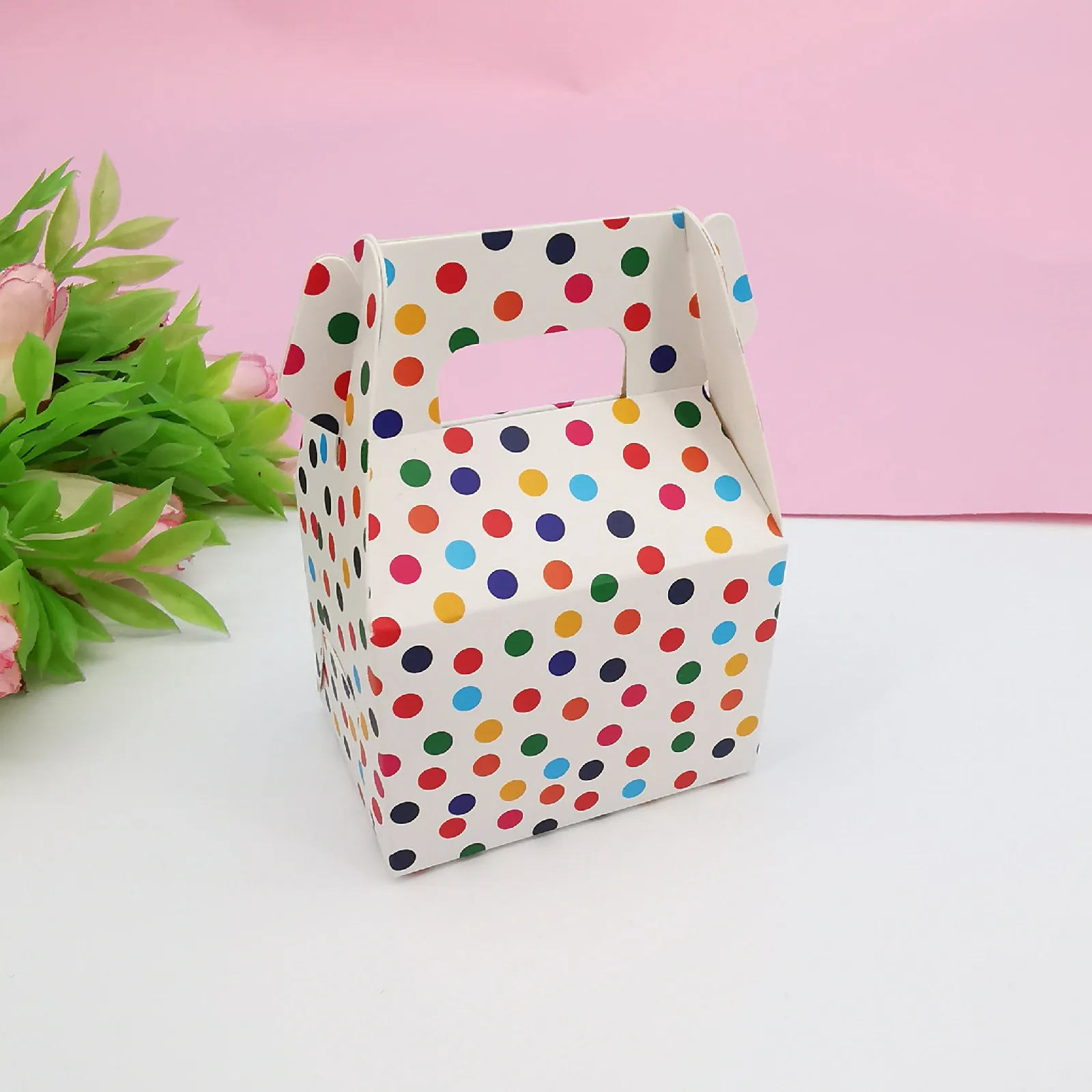 10Pcs Colored striped dots Paper Candy Box Bag Birthday Party Favors Cracker Cookie Box Bag for Packaging Treat Kids Birthday