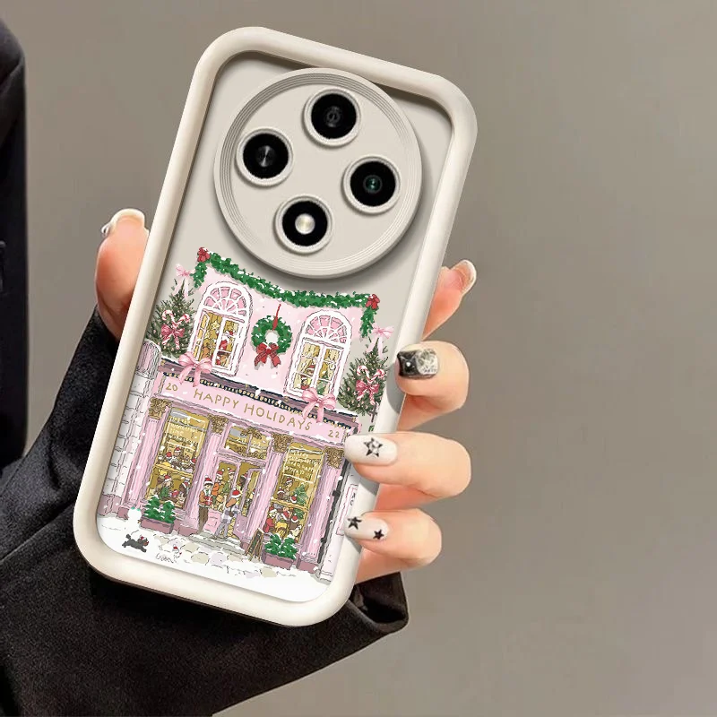 Christmas Building Winter Town Snow Scenery Phone Case for Honor Huawei Nova 11 Pro 10 9 SE 7 P40 P30 Mate 50 40 PRO Soft Cover