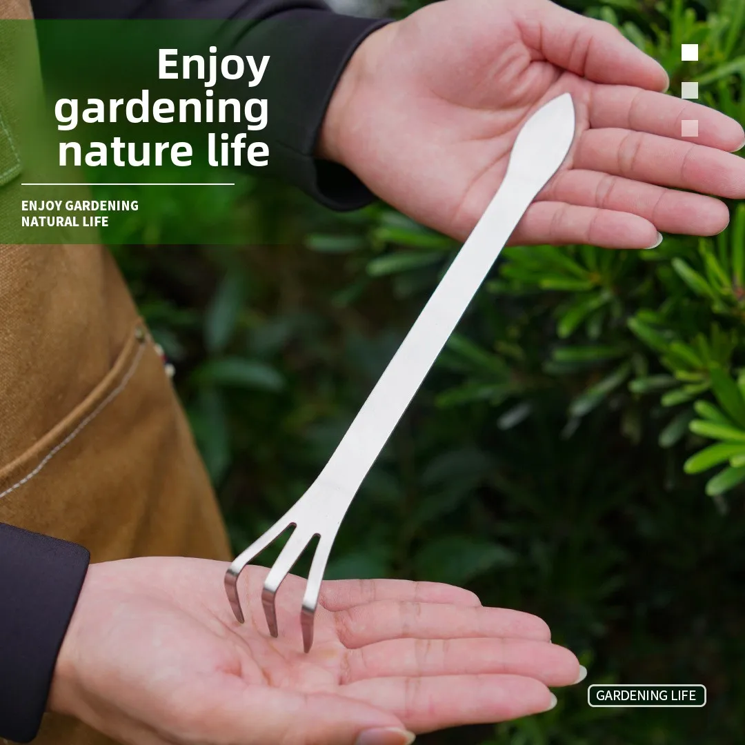 Stainless Steel Hand Rake Compacted Soil Stainless Steel Bonsai Rake Household Handmade Bonsai Making Tools Loosen Soil
