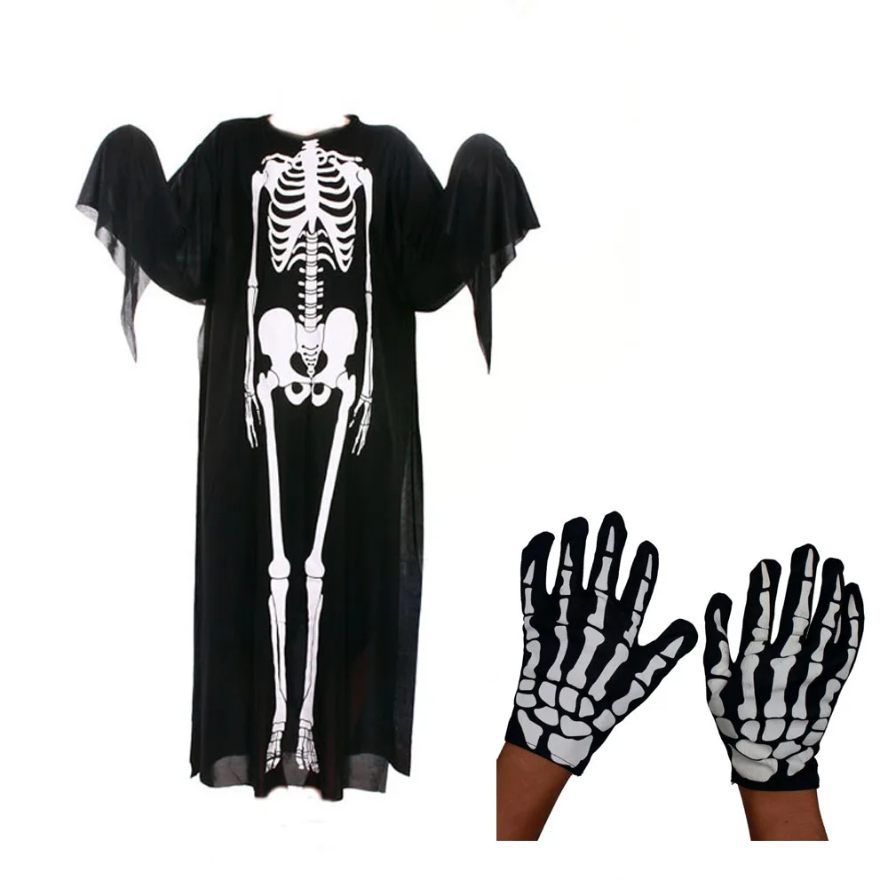 Adult Child Kids Skull Skeleton Demon Ghost Cosplay Dress Masquerade Dress Robes Scary Mask Cosplay Halloween Costume