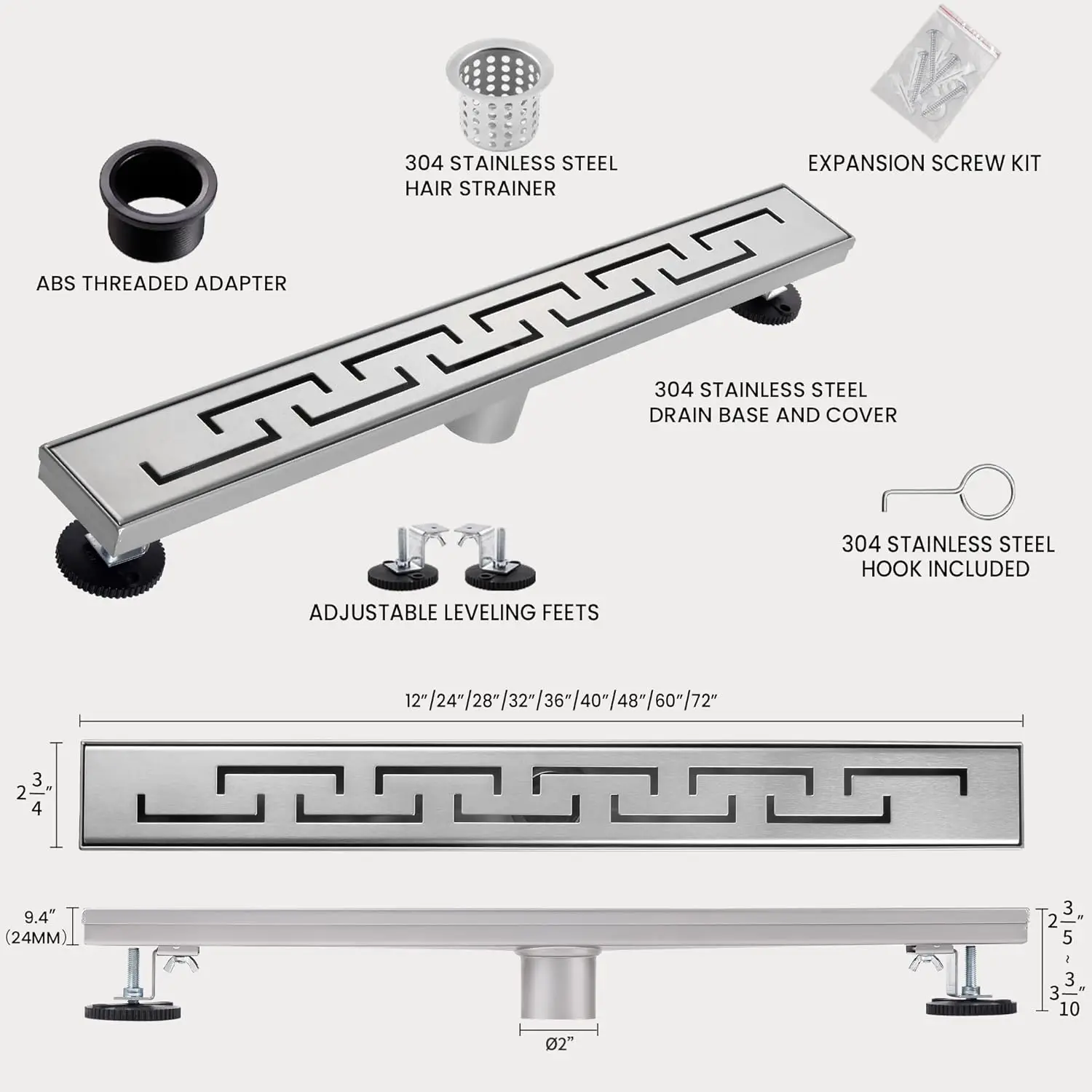 OEM Brushed Linear Shower Drain Corrosion-Resistant 304 Stainless Steel For Bathroom Easy To Install Clean Linear Floor Drain