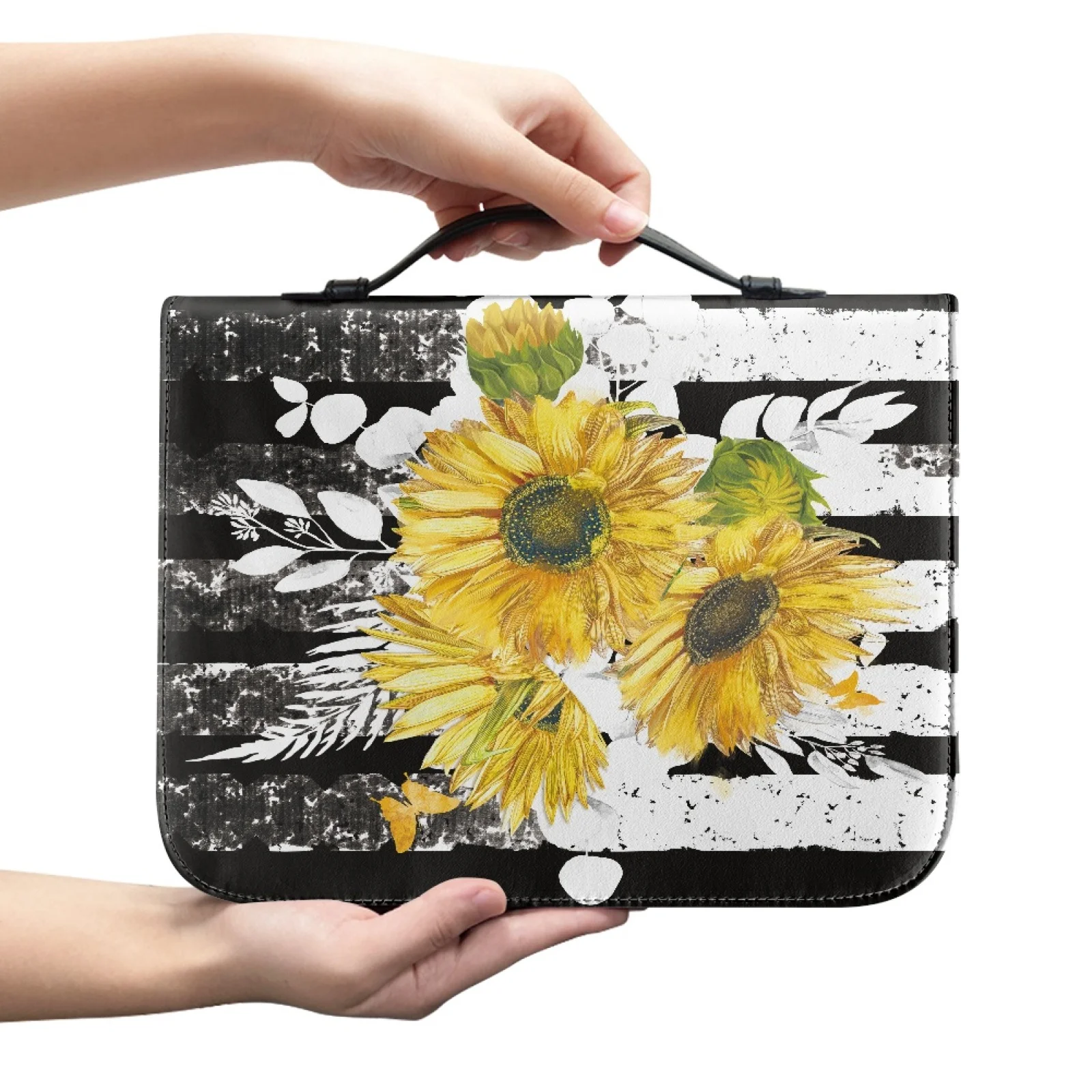 XIXIRIMIDO Black White Sunflower Large Capacity Bible Hand Bag for Church PU Leather Bible Covers 2026 Trending