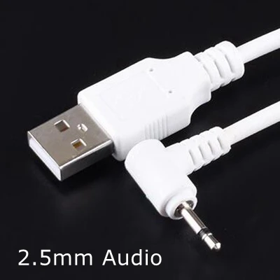 White USB Jack Aux 2.5mm 3.5mm Mono Audio cable USB 3.5 mm 4 Pole 3.5 USB 2.0 to DC3.5mm 90 Degree 2A charging power cable 3FT