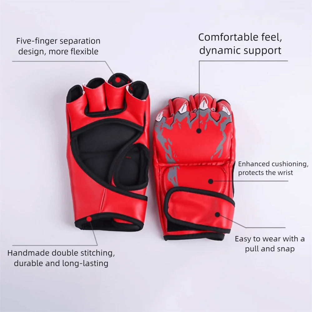 

Professional Boxing Gloves Half Finger Thicken Padding Training Gloves Wear Resistant Fighting Gloves Knuckles Protection
