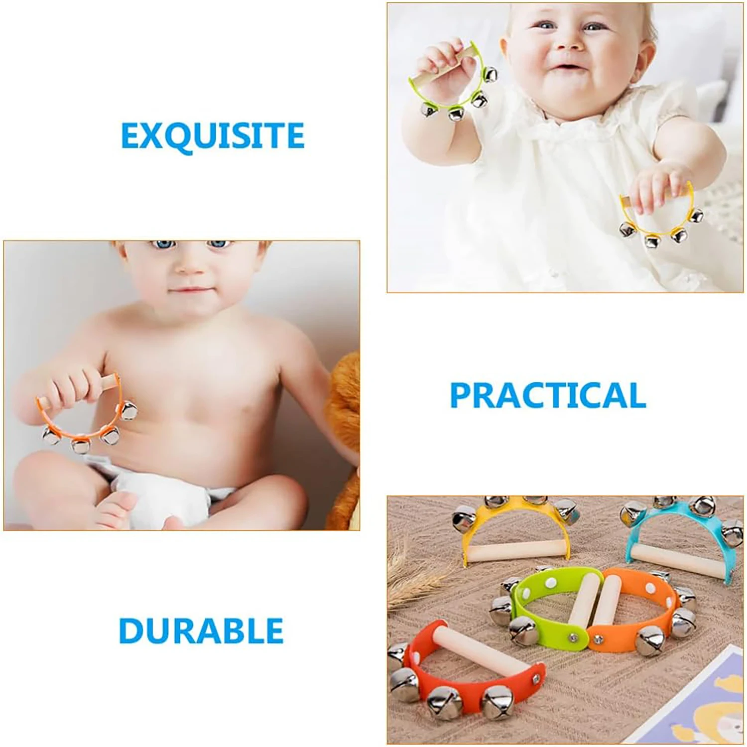 Newborn Sand Hammer Ringing Bell Early Education Puzzle Hand Bell Baby Grasp Training Toy Wooden