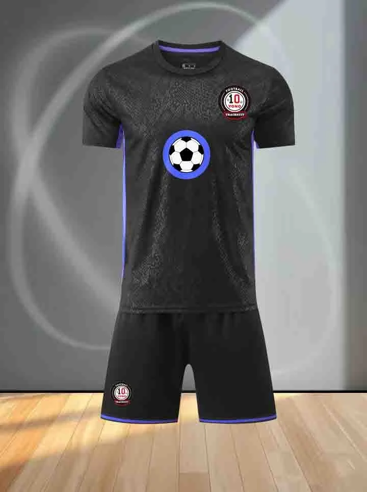 Men's high-quality casual sports football uniform round neck top paired with stylish breathable shorts, comfortable football set