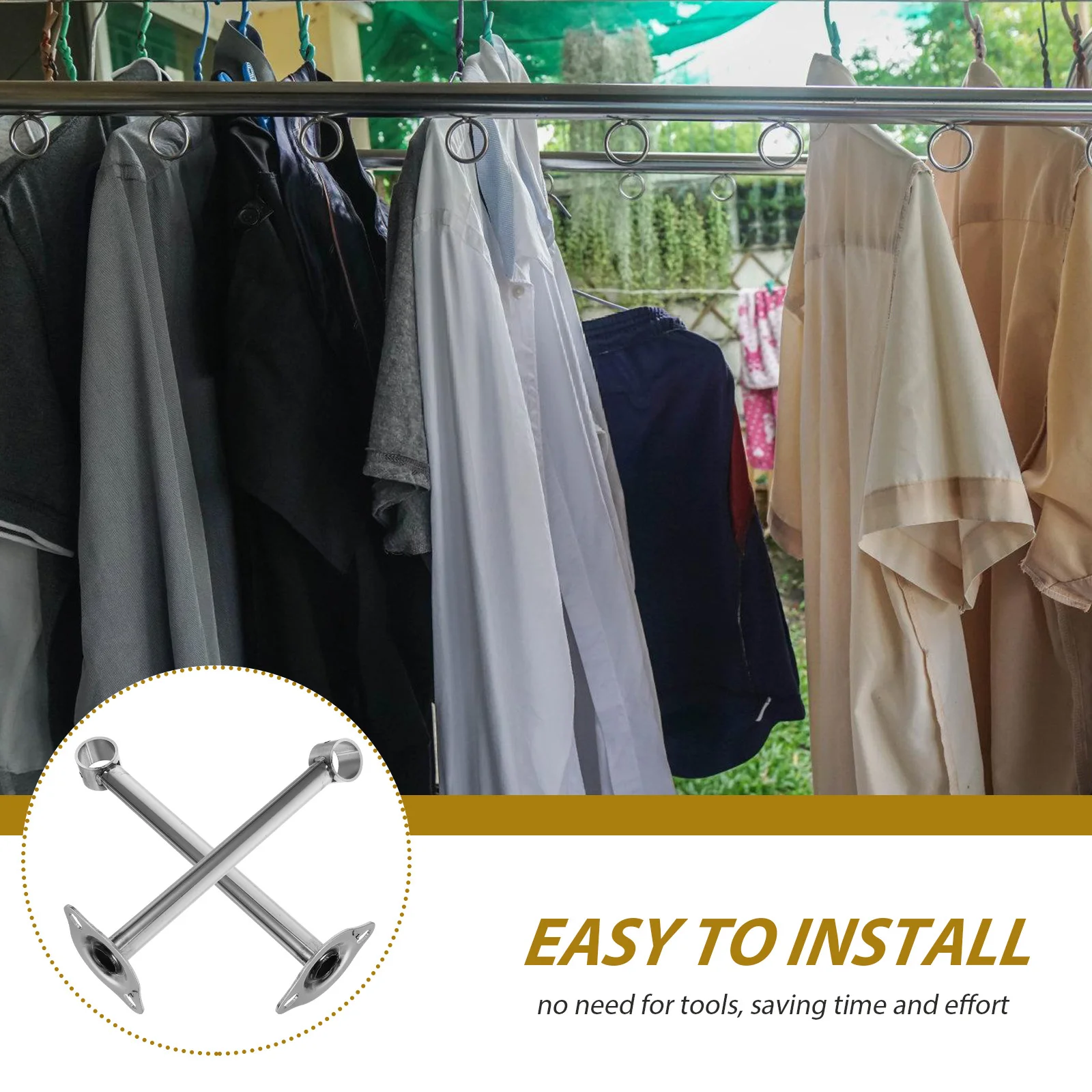 2pcs Stainless Steel Ceiling Mount Bracket 32Mm Head For Curtain Rods Closet Shower Pipe Support Heavy Duty Hardware Fixture