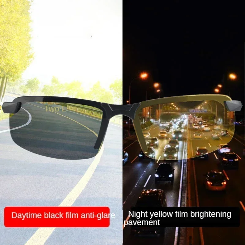 Anti-UV Night Vision Cycling Sunglasses Day Night Driving Glasses Sunglasses for Men Polarized Fashion Outside Adult Eyewear