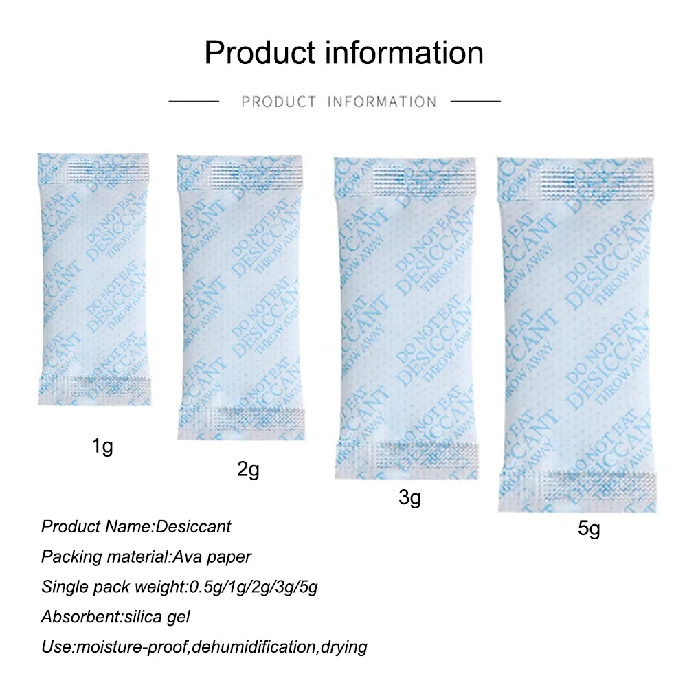 0.5/1/2/3/5/g Non-Toxic Silica Gel Sachets Desiccant Drying Damp Kitchen Room Living Moisture Dehumidifier Absorber Bag Reusable