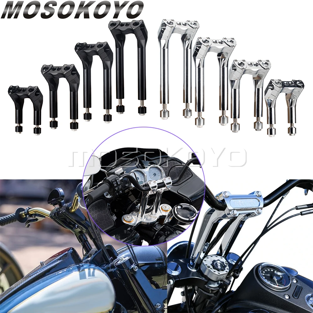 

6" 8" 10" 12" +1" Pullback Straight Riser Handlebar High Style Mount Clamp for Harley Dyna Fat Street Bob 107 FXBB Glide Bobber