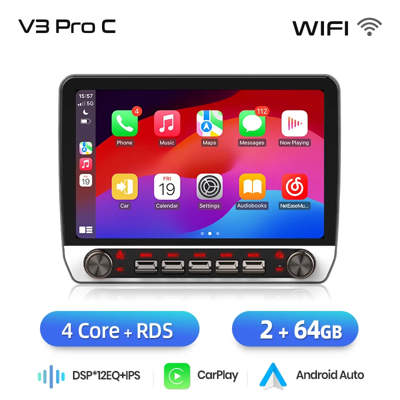 Junsun 10 "Universele Draadloze CarPlay voor Apple Android Auto Radio Intelligente Systemen Scherm Voor Ford Peugeot Citroen Fiat