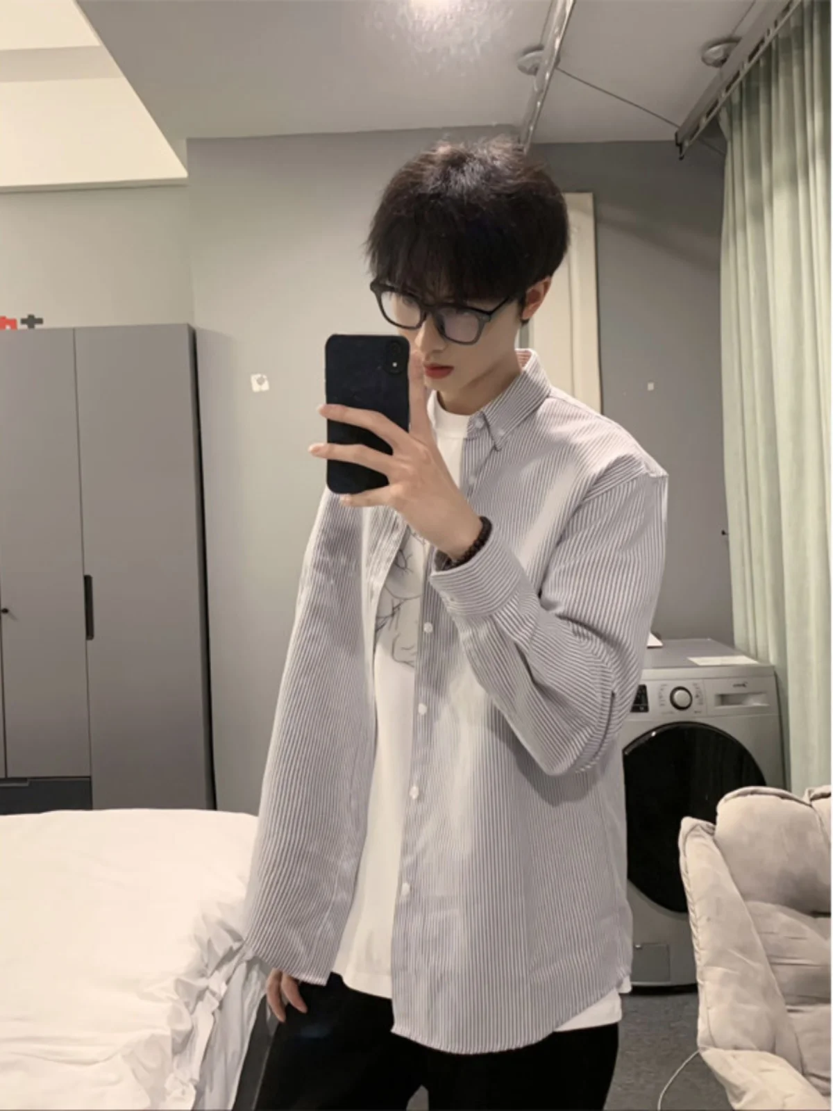

Cleanfit Men's Striped Cotton Shirt Thin Summer Fashionable Retro American Style Sun Protection Outerwear Loose Fit Long Sleeve