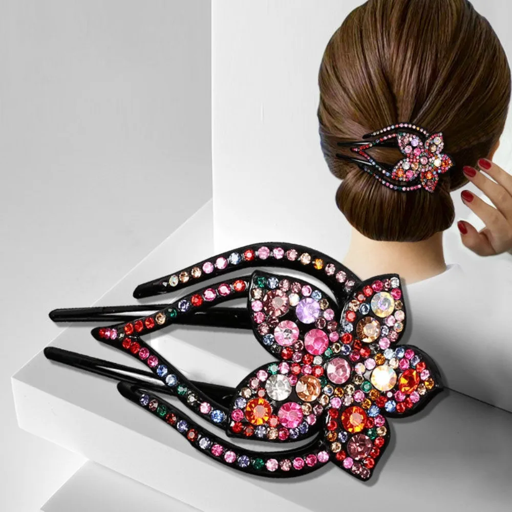 Accessories Women\'s Crystal Hair Clips Fashion Resin Plastic Rhinestone Hairpin Crystal Insert Comb Hairgrip Women