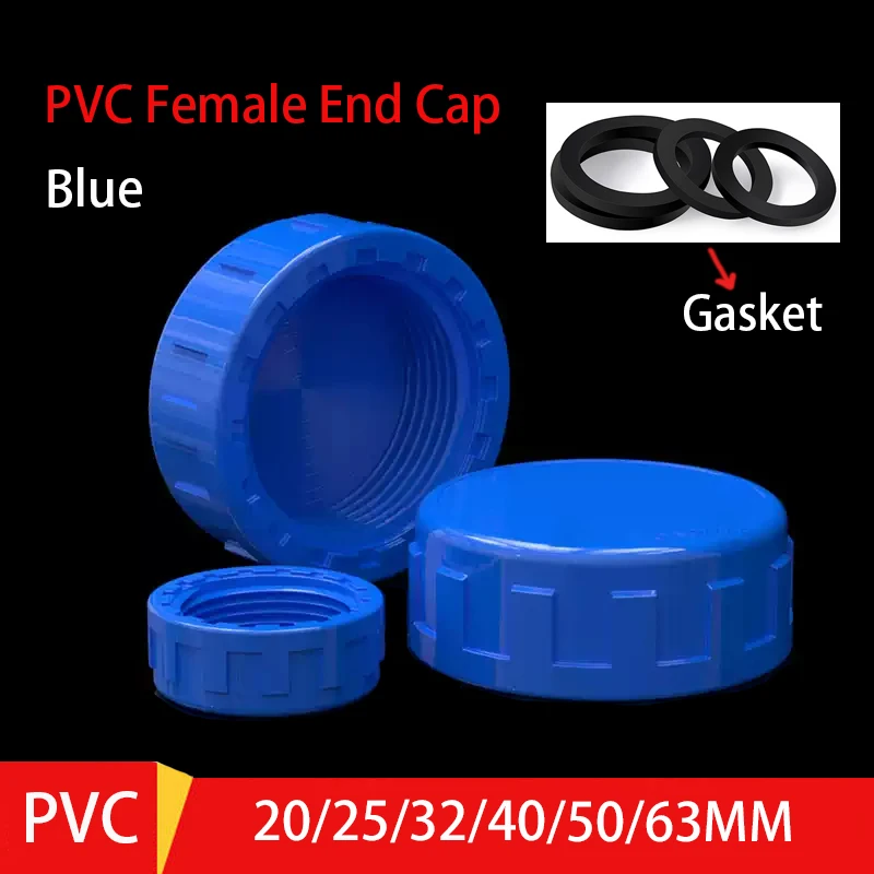 

1-100pc 20-60mm Blue PVC Female End Cap Aquarium Fish Tank Drain Cap Screwed Cap Garden Irrigation Pipe Connector Water Tube Cap