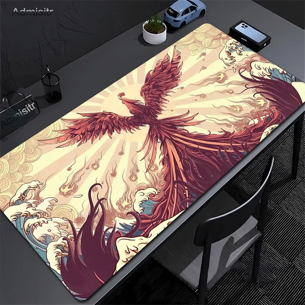 VIKAMA Mouse Pad Desk Mat Chinese Black White Dragon Full Moon Vintage Oriental Gaming Large Non Slip Base