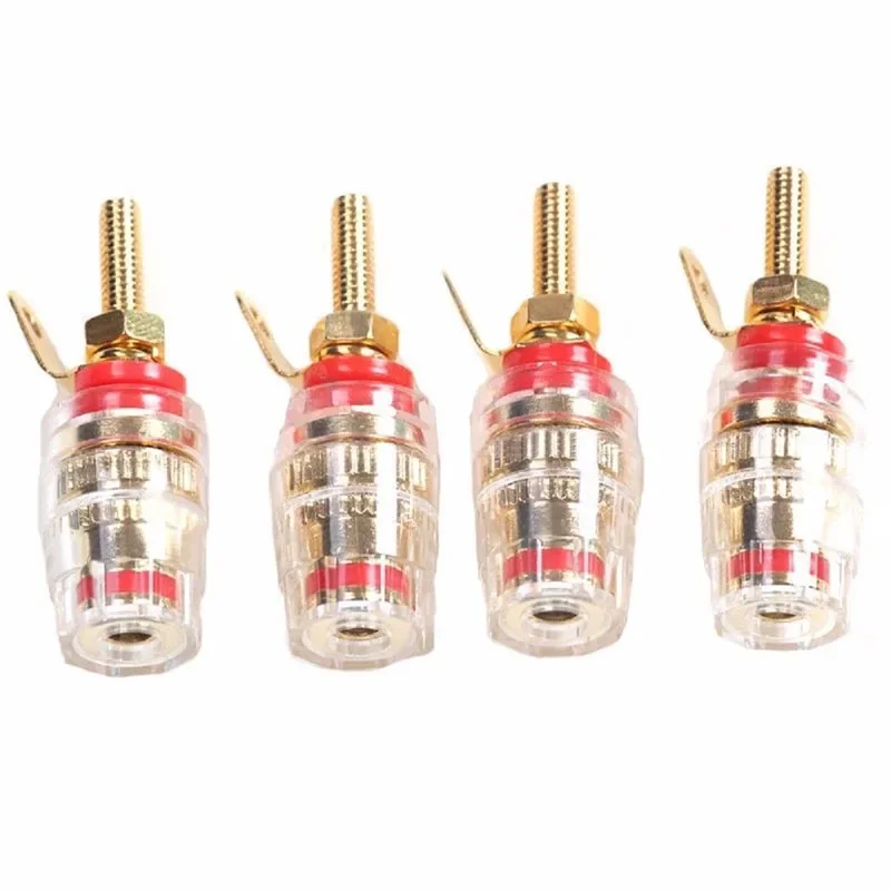 

8pcs Brass Gold Plated 4MM Binding Post HIFI Terminals Binding Banana Plug Connector For Speaker Amplifier Red Black