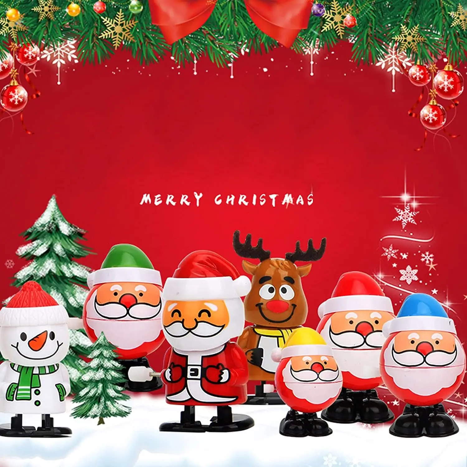 Feestartikelen Clockwork Bounce Toy Penguin Christmas Wind Up Toys Rendier Assortiment voor kinderen Jongens Meisjes Kerstman