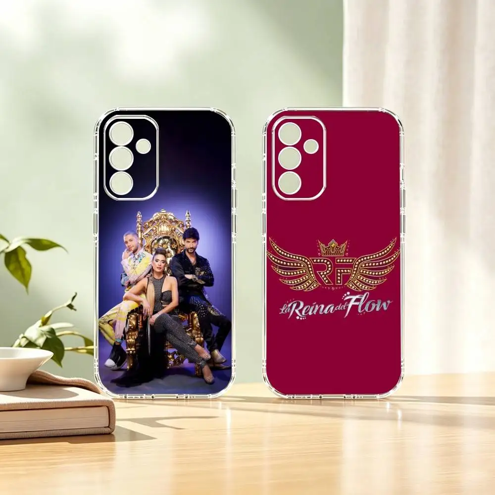 Capa de Telefone Transparente de Silicone Macio Queen of Flow La Reina Del Flow para Samsung A10, 12, 20, 21S, 30, 31, 40, 50, 51, 52, 70, 71