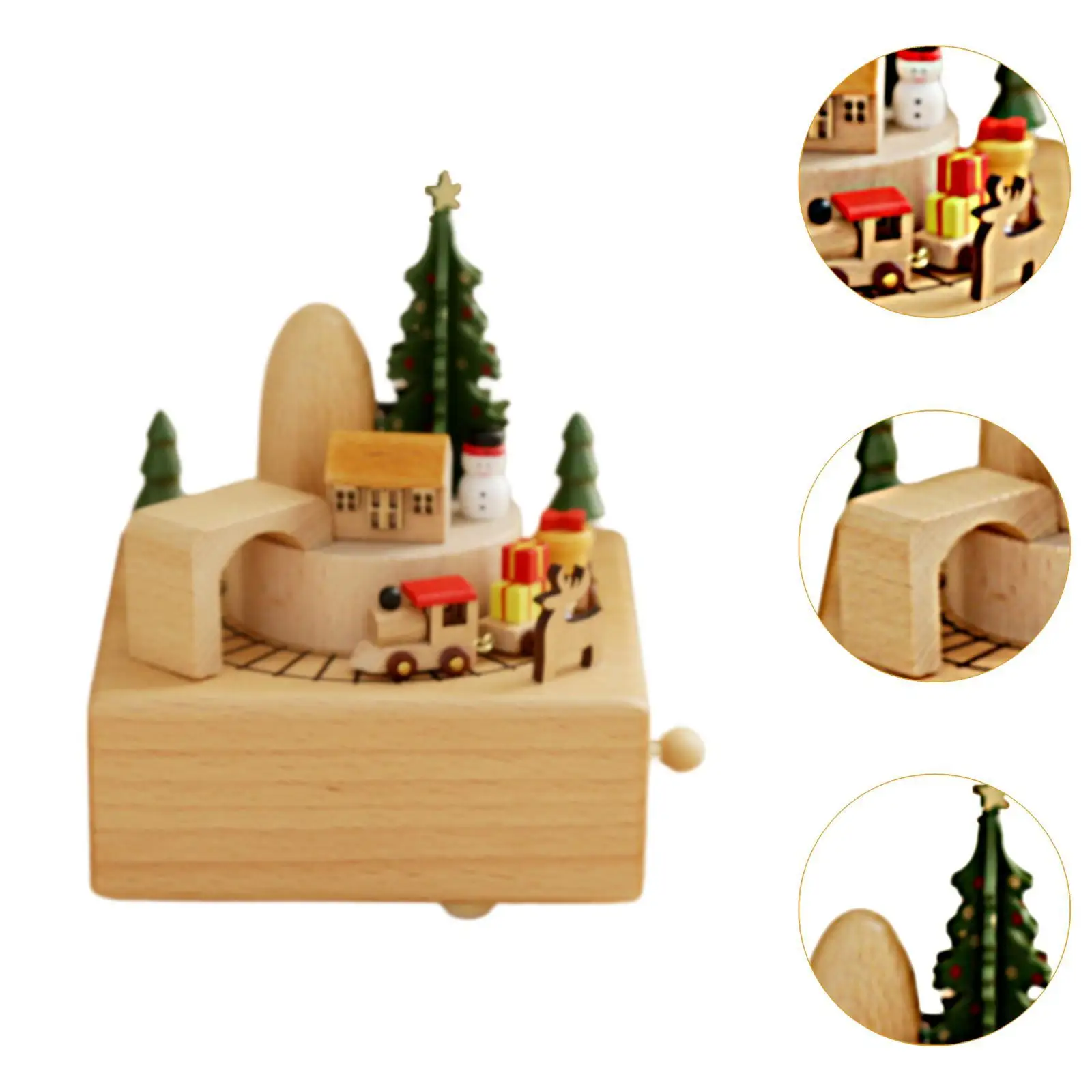 Scatola musicale in legno Simpatici ornamenti per la casa Carillon rotante fatto a mano Gioca a melodia Carillon Scatola musicale per regalo di compleanno per bambini