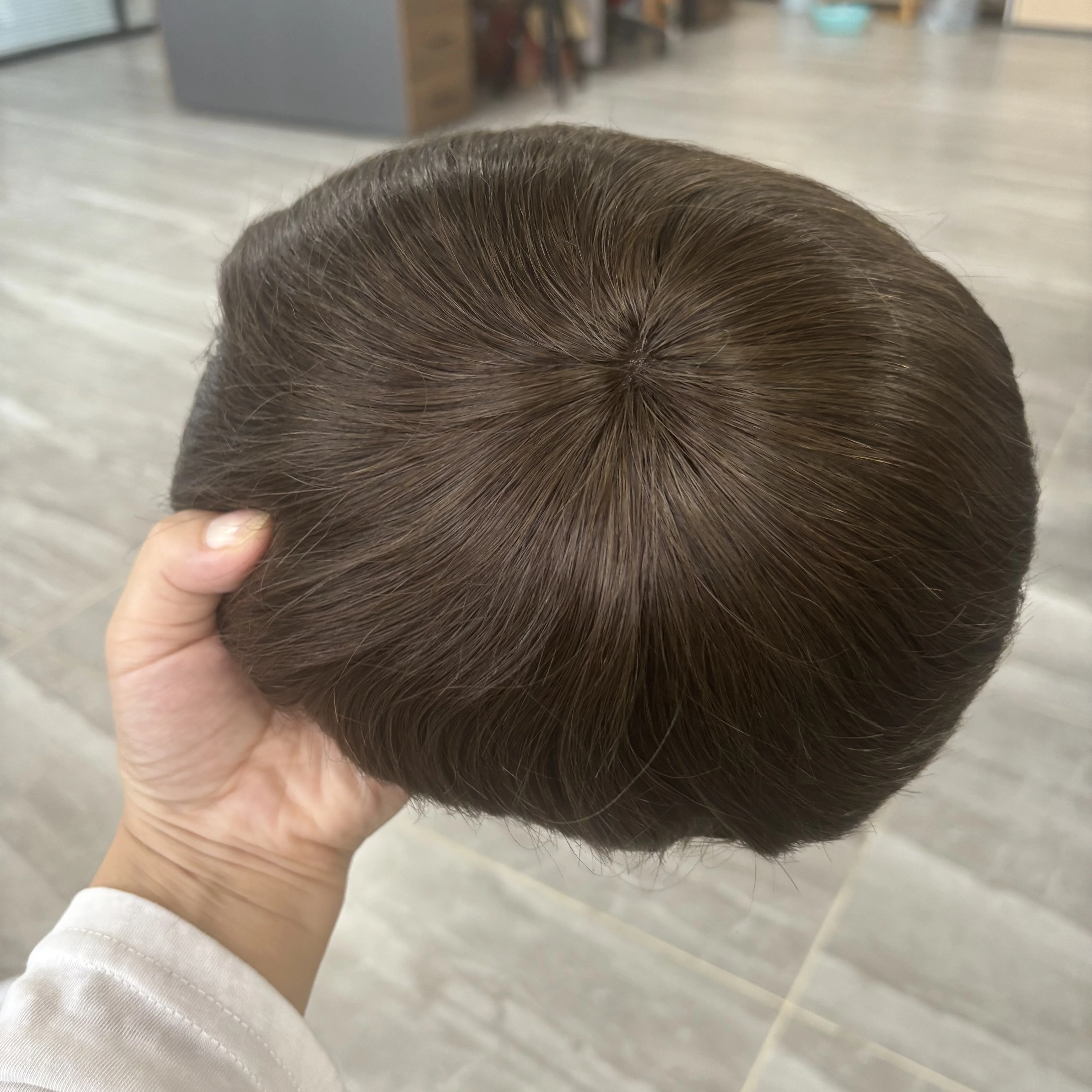 مستقيم حريري غير قابل للاكتشاف # 4 بني أشقر فائق النعومة أحادي NPU قاعدة الرجال الشعر المستعار نظام الشعر البشري الأوروبي الشعرية الاصطناعية #5