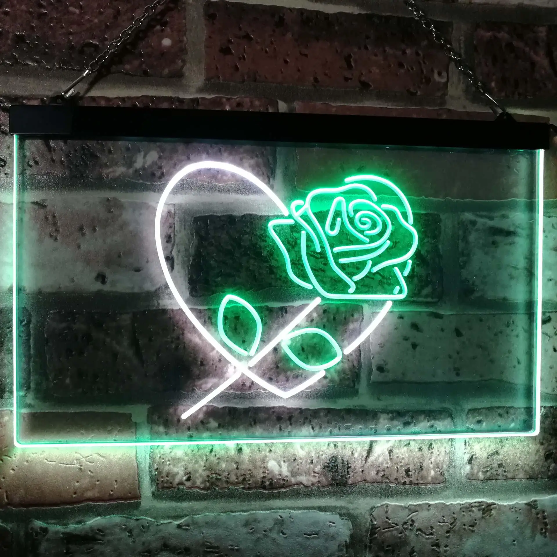 Rose Flower in my Heart Dual Color Led Neon Sign st6-i2400