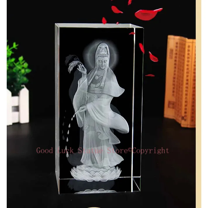 Special Offer large HOME Family 3D crystal Guanyin Avalokitesvara Buddha efficacious bless safe good luck Talisman statue