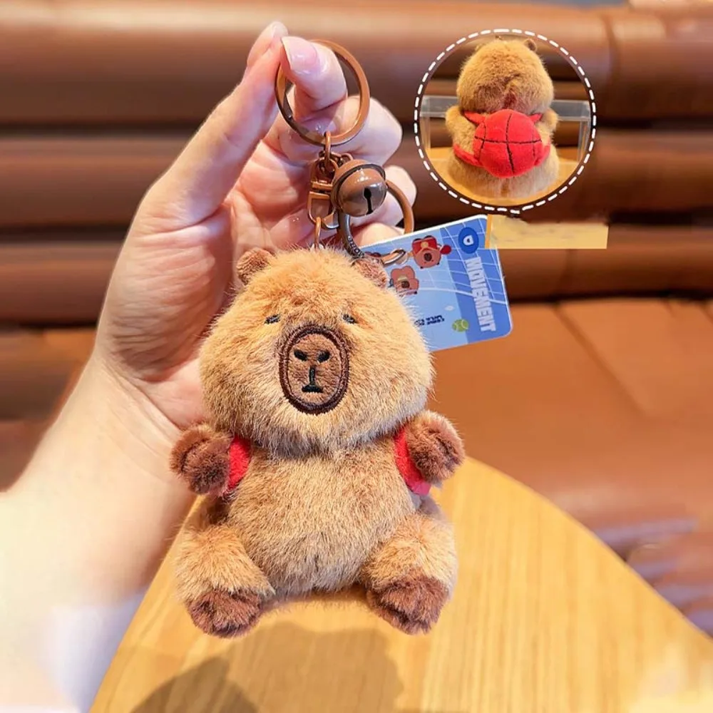 Creative Soft Capybara Key Ring Cross Dressing Basketball Plush Sport Pendant Fur Tennis Cartoon Animal Keychain Girls