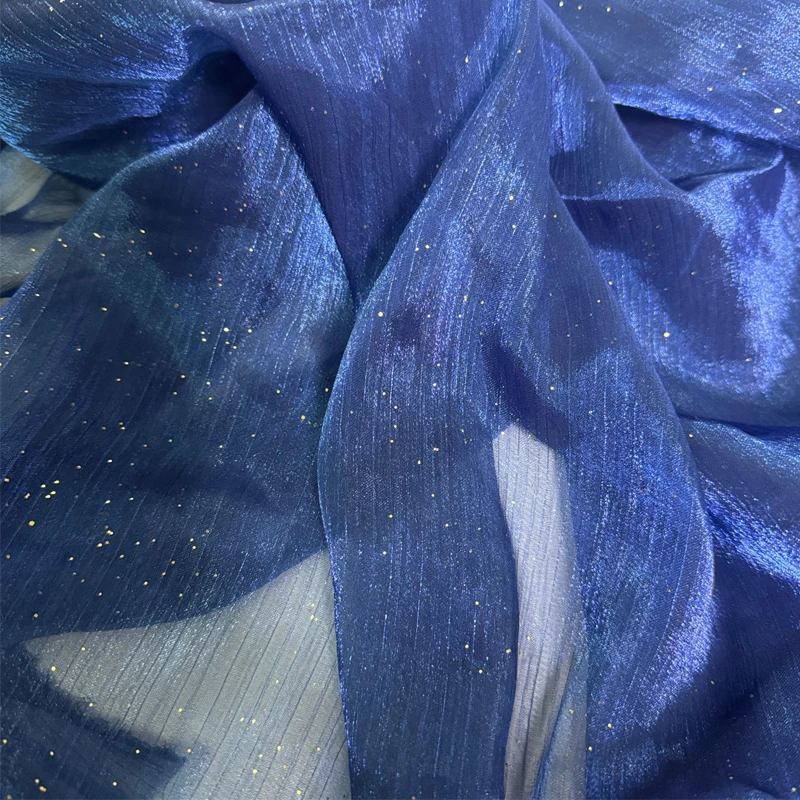 

2 ярда серебряного блестящего морщинистого конопли, мягкий прозрачный креп, шифон, тонкая ткань для DIY, женское платье, одежда, домашний декор, швейные материалы