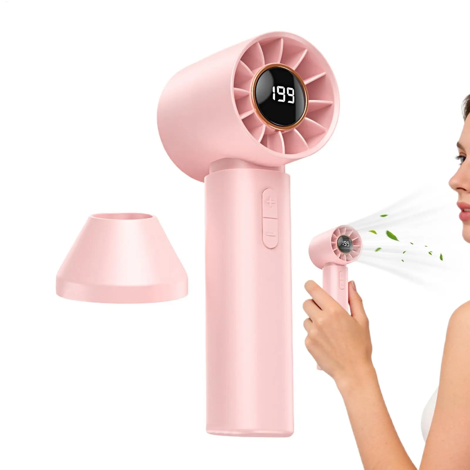 5-Speed Digital Display Handheld Fan, 1200mAh Rechargeable Portable Cooling Fan for Travel, Camping, Beach, Outdoor Activities