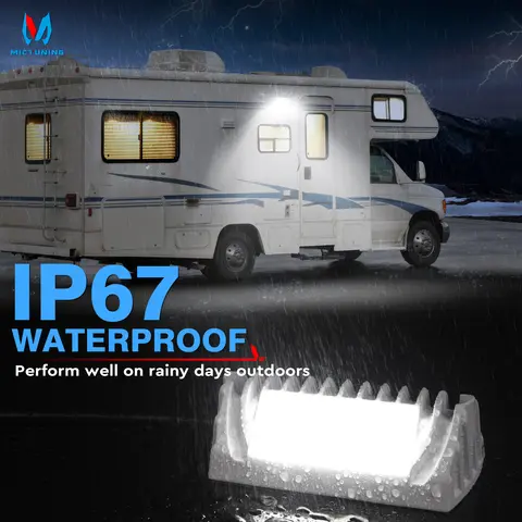 MICTUNING RV 외부 LED 베란다 유틸리티 조명, 12V 750LM 천막 조명 RV 트레일러용 알루미늄 실외 교체 조명