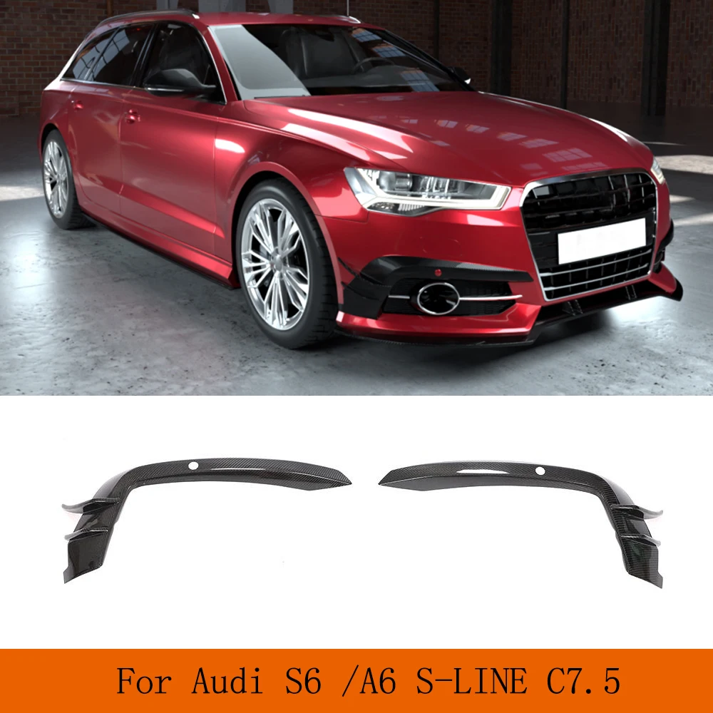 

Cabon Fiber Car Canards For Audi A6 C7.5 Sline S6 2015 - 2018 Car Front Bumper Air Vent Fender Trim Splitters FRP Black Fins